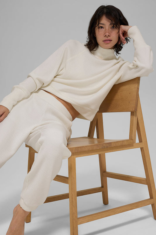 Waffle Weekend Escape 'new' Crew Neck Sweater with Sleeves