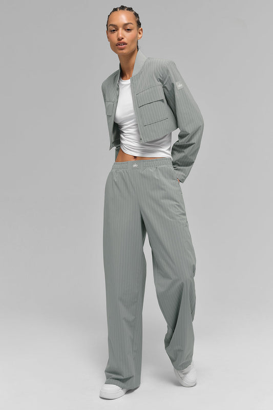 Pinstriped short jacket with full zip 'OUT OF STOCK'